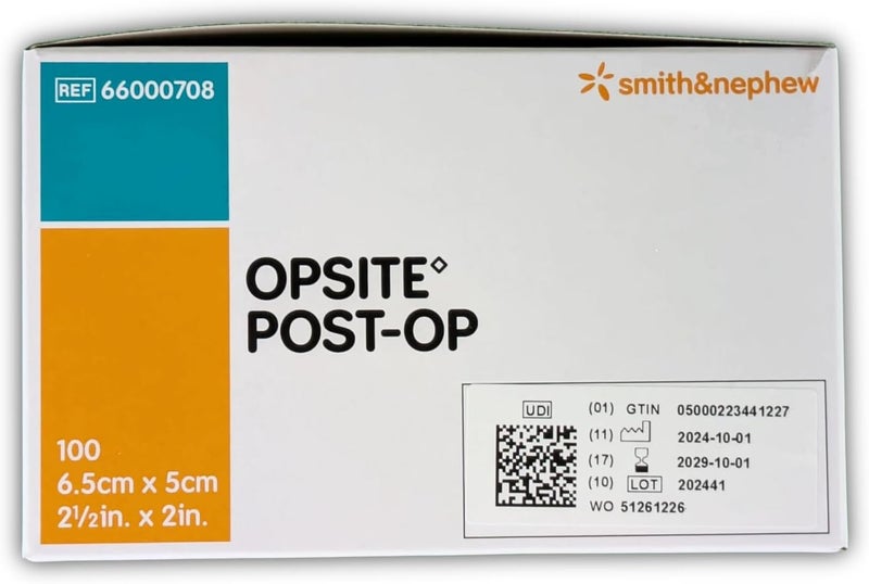 Smith&nephew Smith & Nephew SJ66000708 Opsite Post-Op Dressing with Pad, 6.5cm x 5cm, Pack of 100 - Image 3